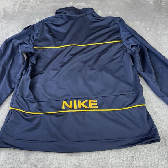 Vintage Nike Jacket Mens Large Blue Full Zip Spell Out Y2K‎ Track Yellow Trim - Picture 6 of 14